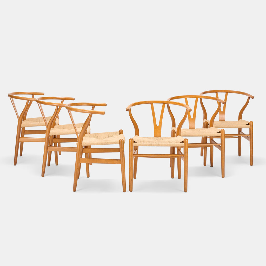 Hans J. Wegner Wishbone chairs model CH 24, set of six for Carl