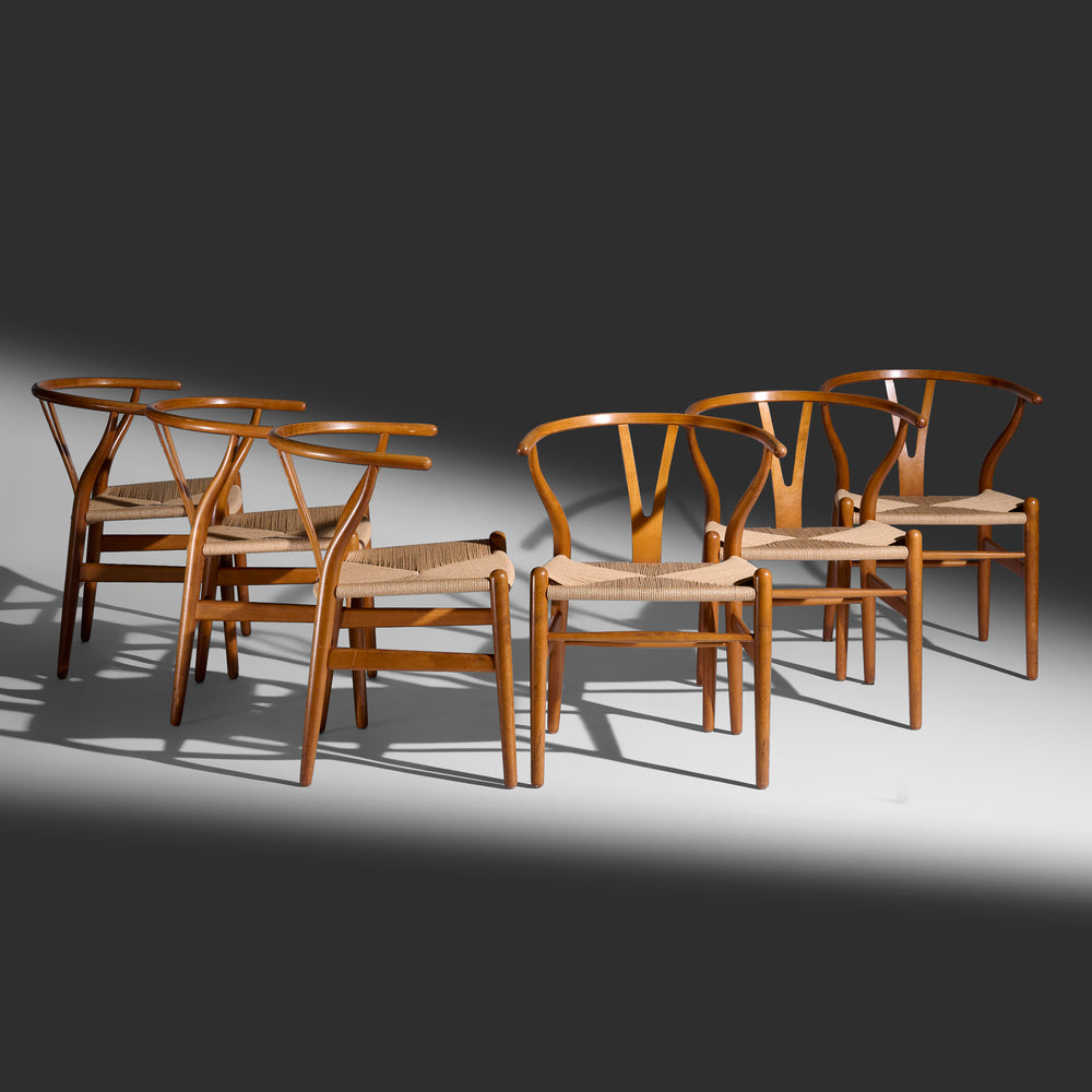 Hans J. Wegner Wishbone chairs model CH 24, set of six for Carl Hansen & Søn Denmark, 1950 / 1960s