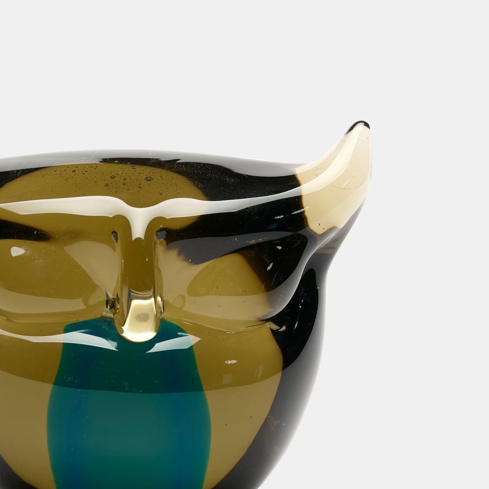 Ermano Nason Murano signed Sommerso glass Owl for Cenedese Italy, 1960s