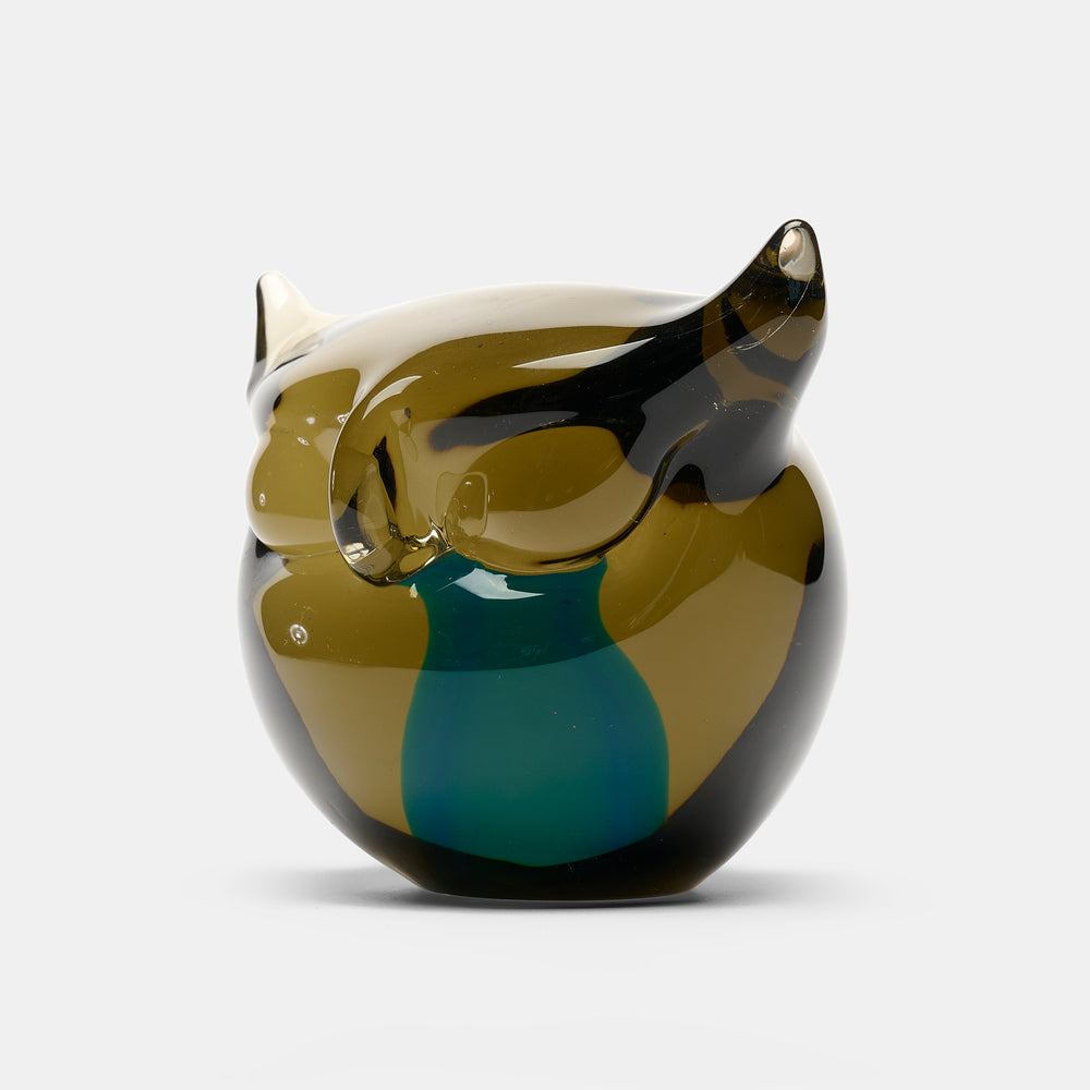 Ermano Nason Murano signed Sommerso glass Owl for Cenedese Italy, 1960s