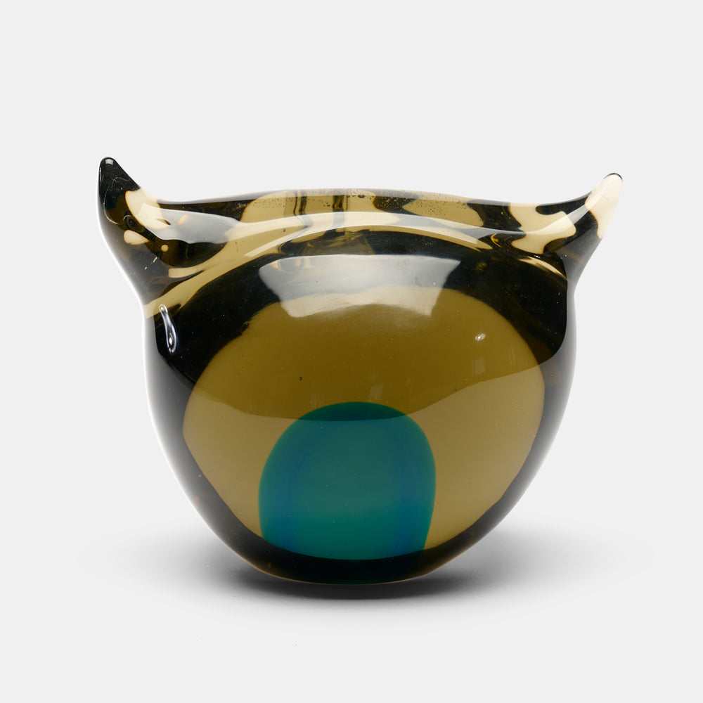 Ermano Nason Murano signed Sommerso glass Owl for Cenedese Italy, 1960s
