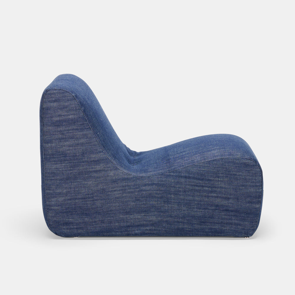 Milo Baughman diminitive lounge chair in denim for Thayer Coggin, USA, 1970s