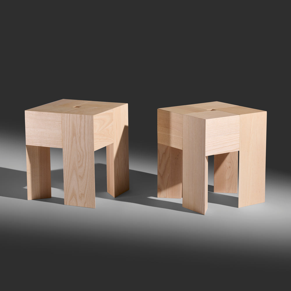 Aldo Bakker Triangle solid ash stool / side table for Karakter, Denmark, 2000s