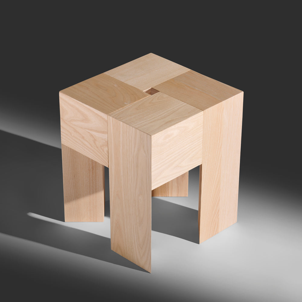 Aldo Bakker Triangle solid ash stool / side table for Karakter, Denmark, 2000s
