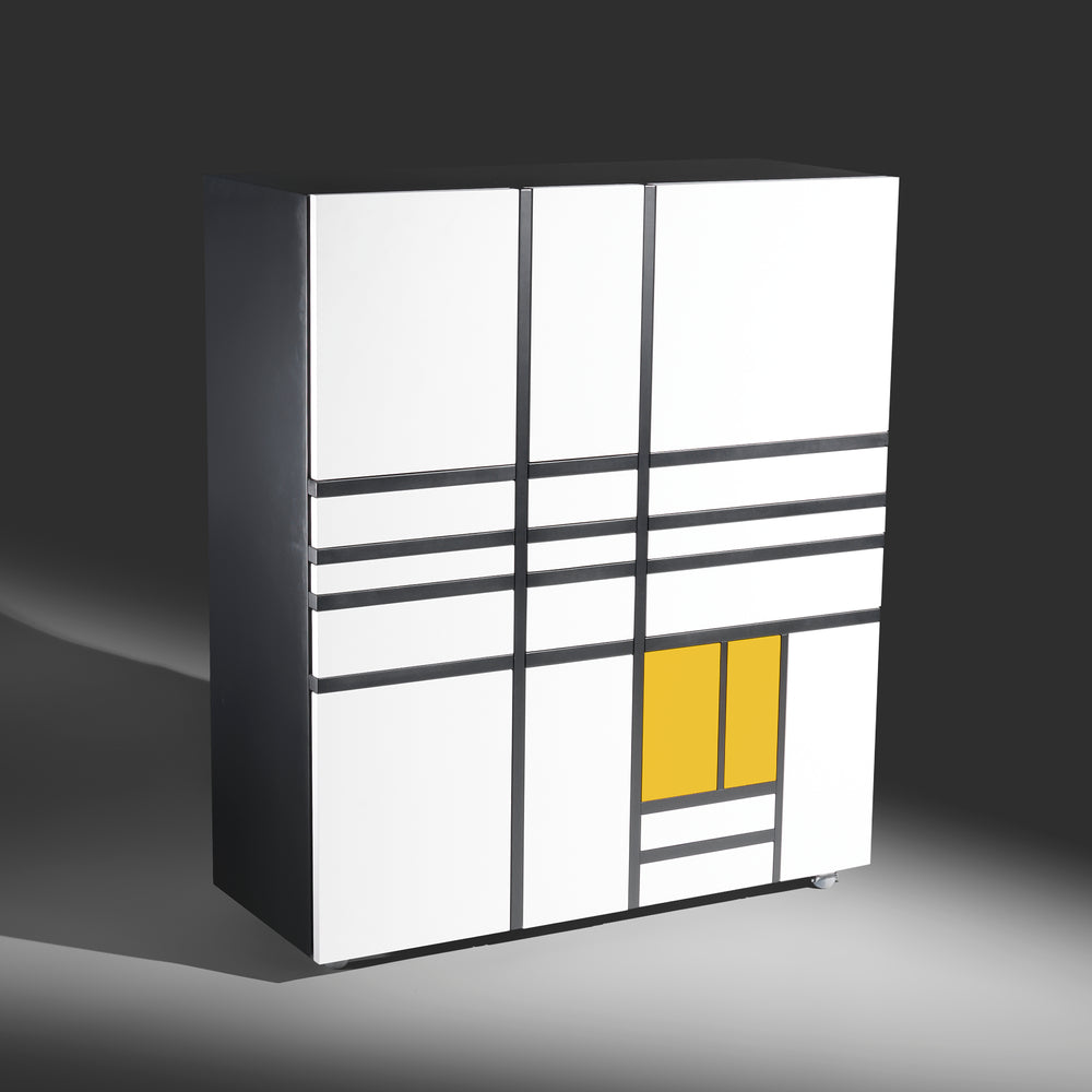 Shiro Kuramata model "Homage to Mondrian Cabinet 1" (PC19) storage chest for Cappellini, Italy