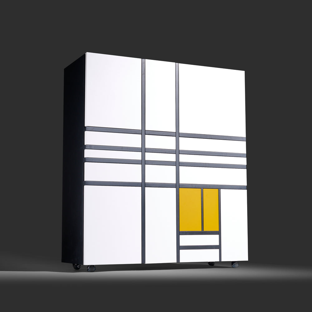 Shiro Kuramata model "Homage to Mondrian Cabinet 1" (PC19) storage chest for Cappellini, Italy