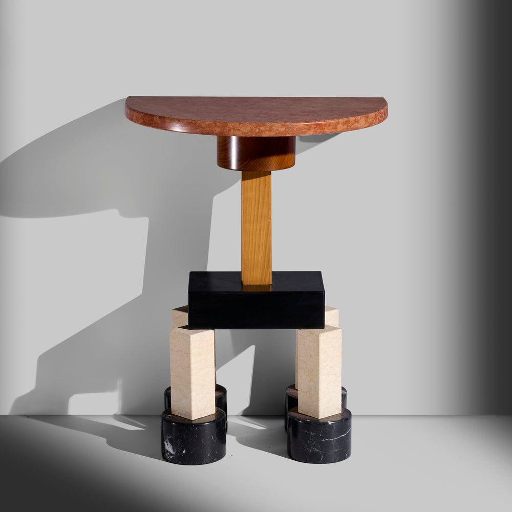 Ettore Sottsass "Demistella" marble demilune console table for UP & Up, Italy, 1980s