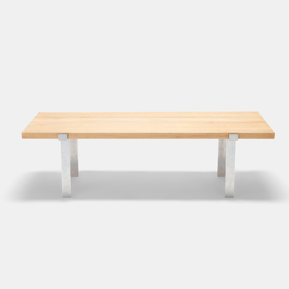 Jørgen Høj solid oak and steel coffee table for A. Mikael Laursen, Aarhus, Denmark, 1960s