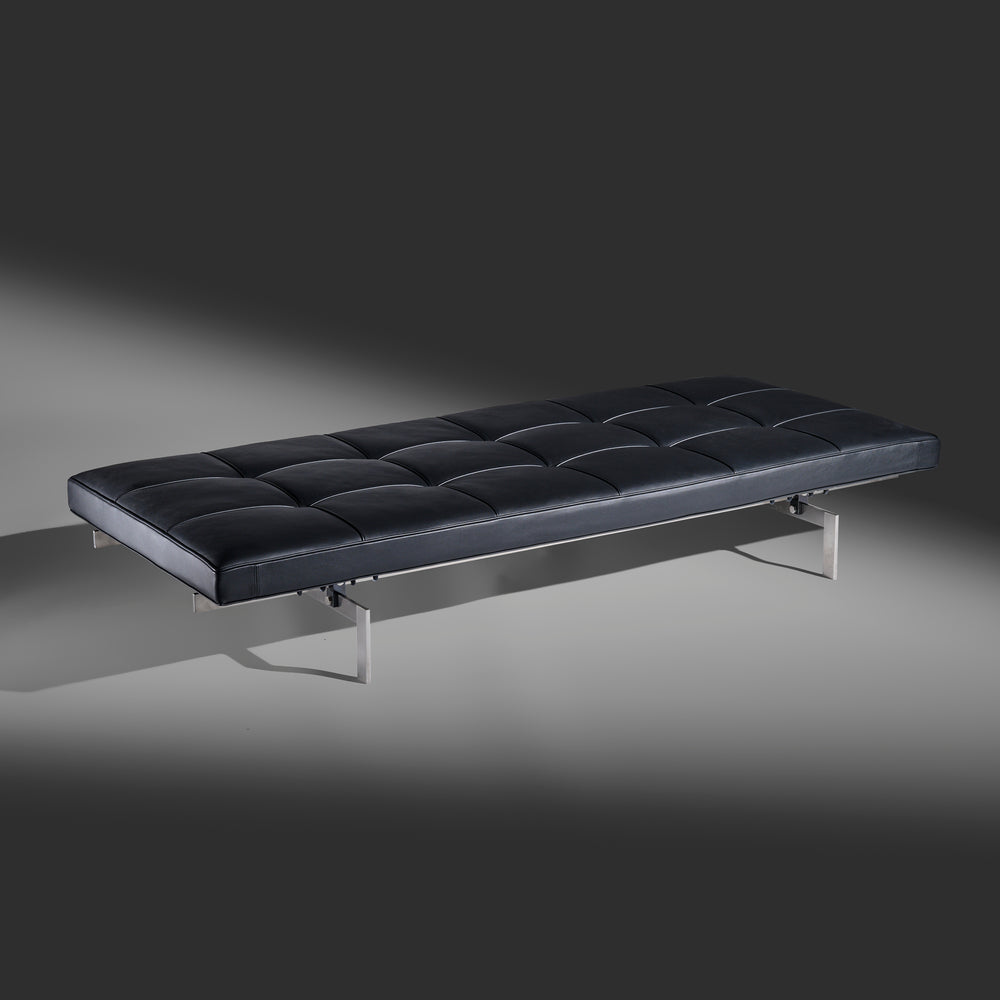 Poul Kjaerholm model "PK" black leather daybed for Republic of Fritz Hansen, Denmark, 2000s