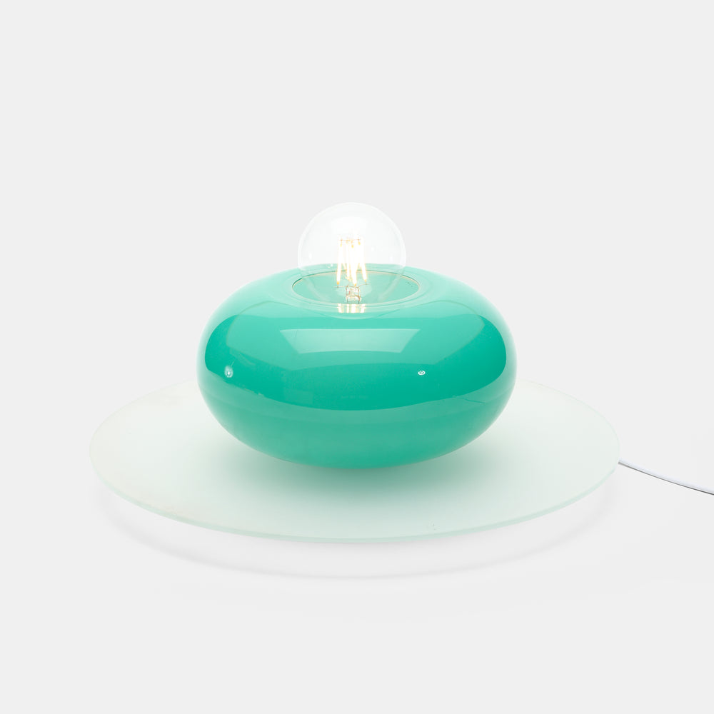 Ettore Sottsass Venini Firenze ceiling flush mount light fixture in Crystal & Sapphire