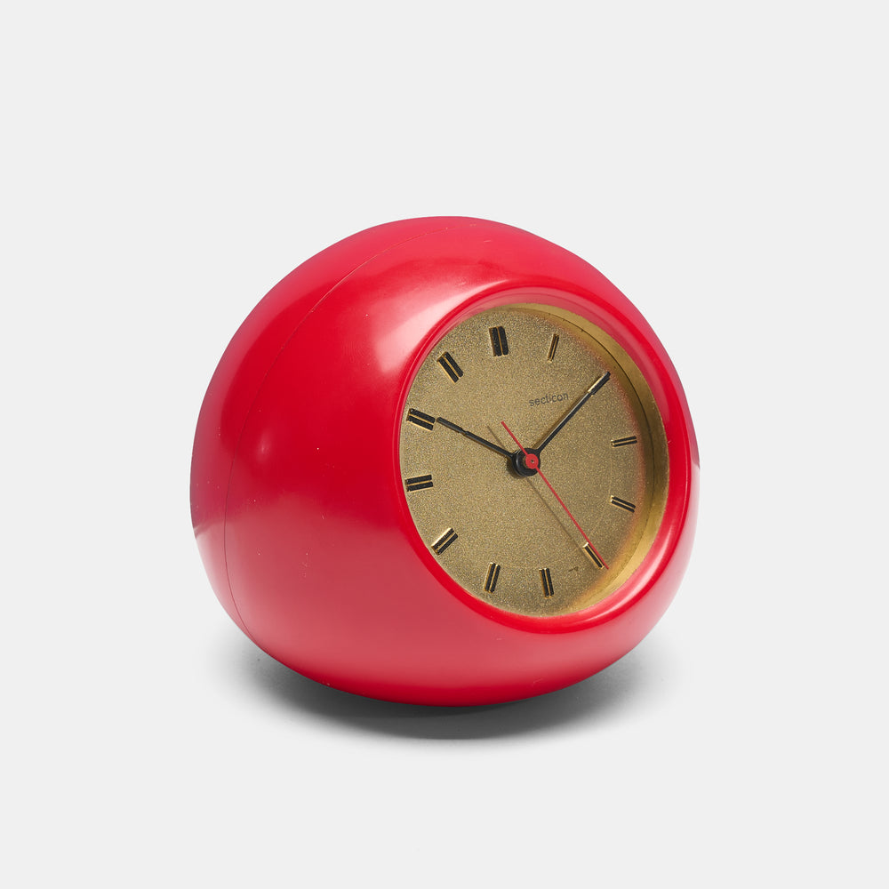 Angelo Mangiarotti red Secticon Model T2 Table clock Italy 1970s