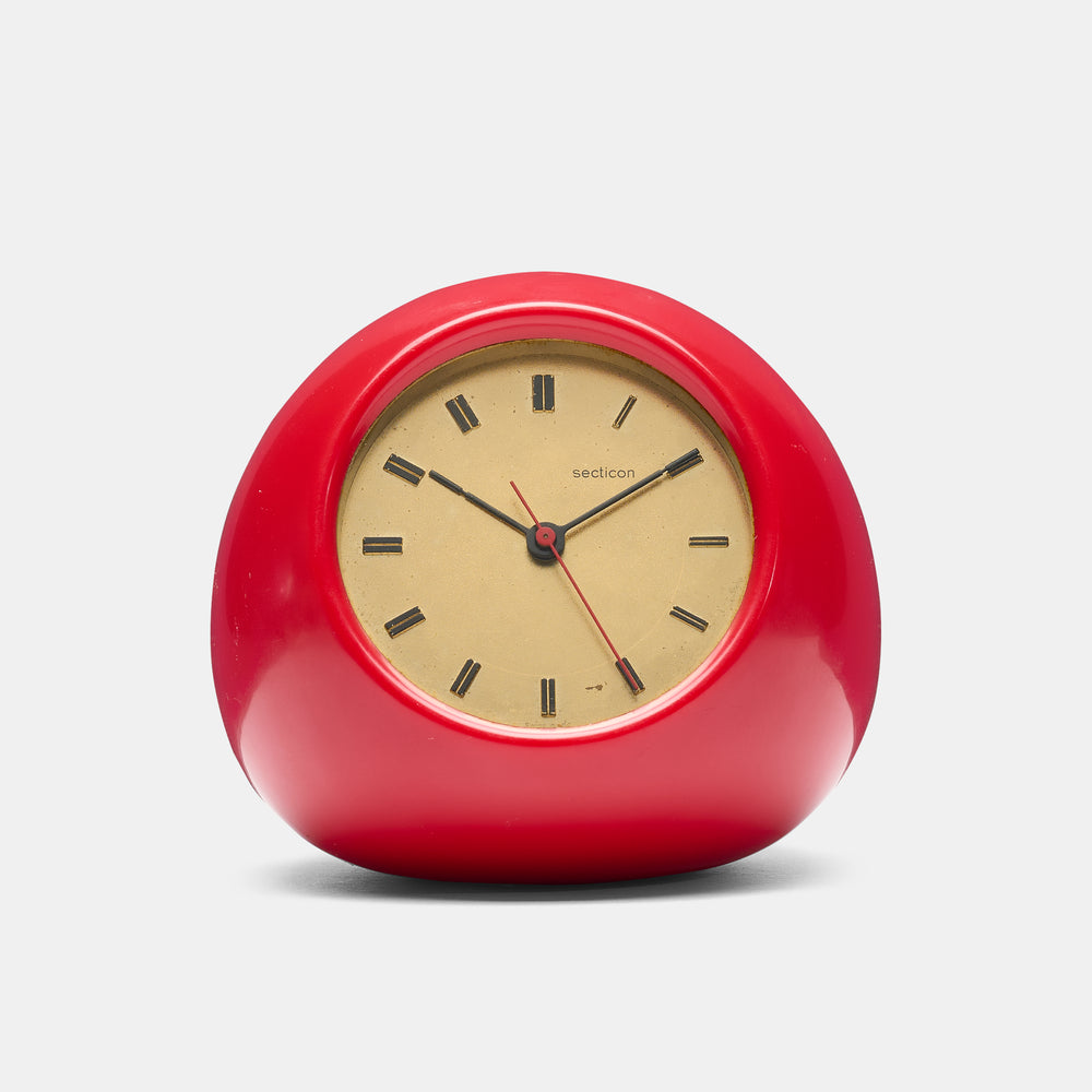 Angelo Mangiarotti red Secticon Model T2 Table clock Italy 1970s