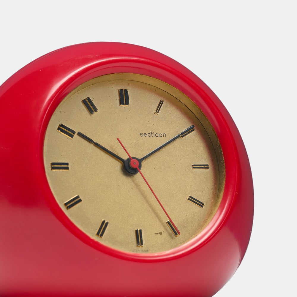 Angelo Mangiarotti red Secticon Model T2 Table clock Italy 1970s