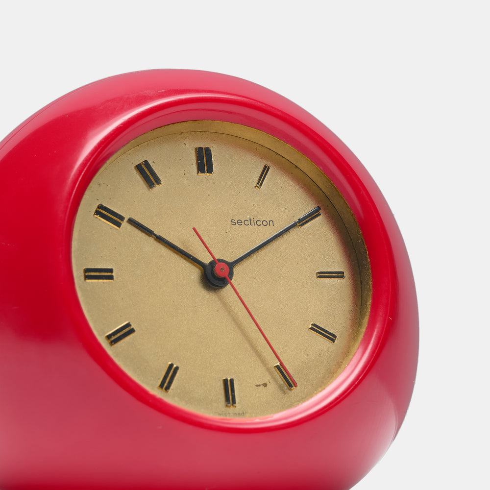 Angelo Mangiarotti red Secticon Model T2 Table clock Italy 1970s
