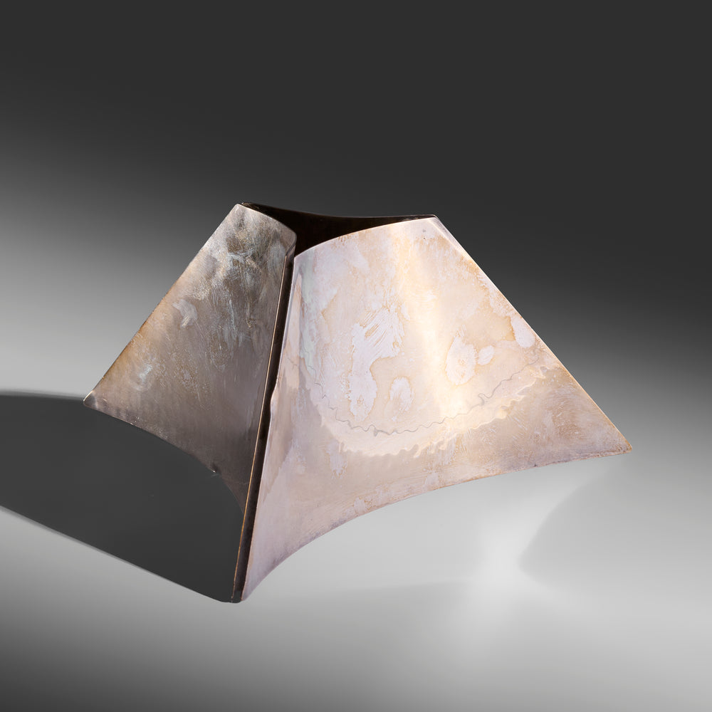 Angelo Mangiarotti set of two hand-hammered sterling silver vases for Cleto Munari Italy, 1970