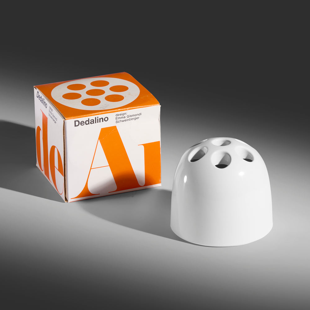 Emma Gismondi Schweinberger Dedalino white pen holder with original box for Artemide, Italy 1966