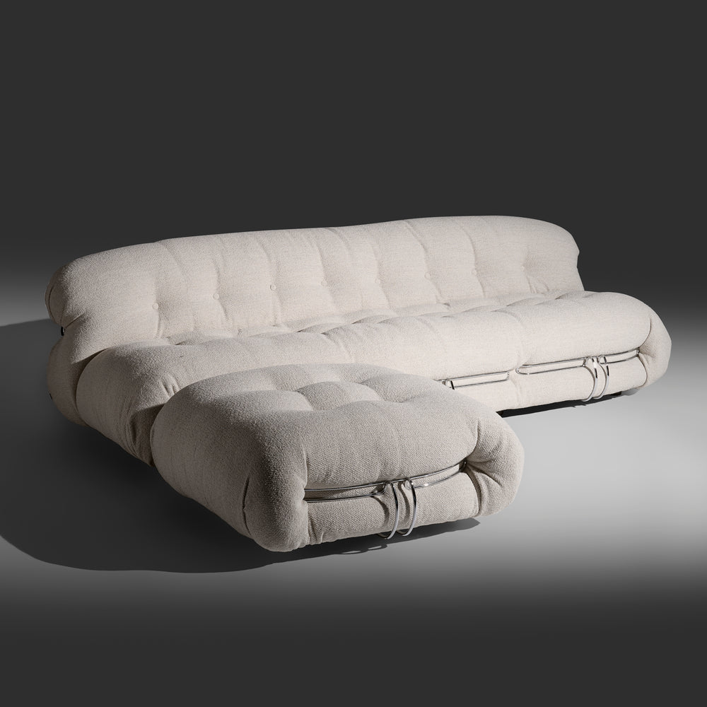 Afra and Tobia Scarpa 3-seat Soriana Sofa with ottoman for Cassina Italy.