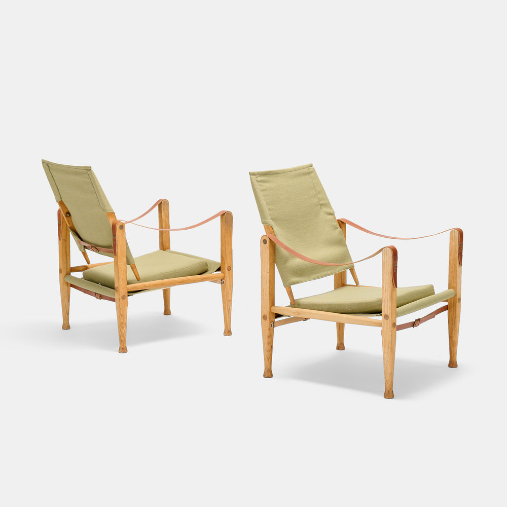 Kaare Klint pair of Safari Lounge Chairs for Rud Rasmusen, Denmark 1950s