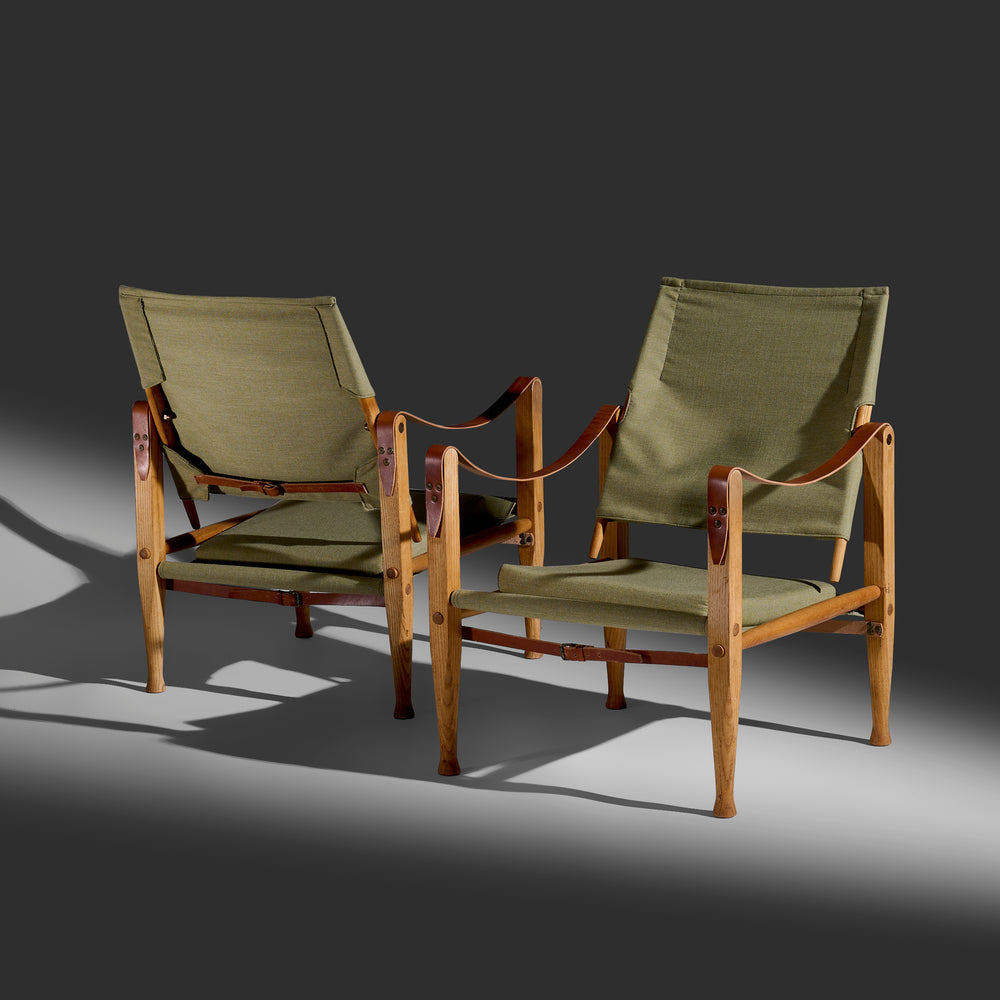 Kaare Klint pair of Safari Lounge Chairs for Rud Rasmusen, Denmark 1950s