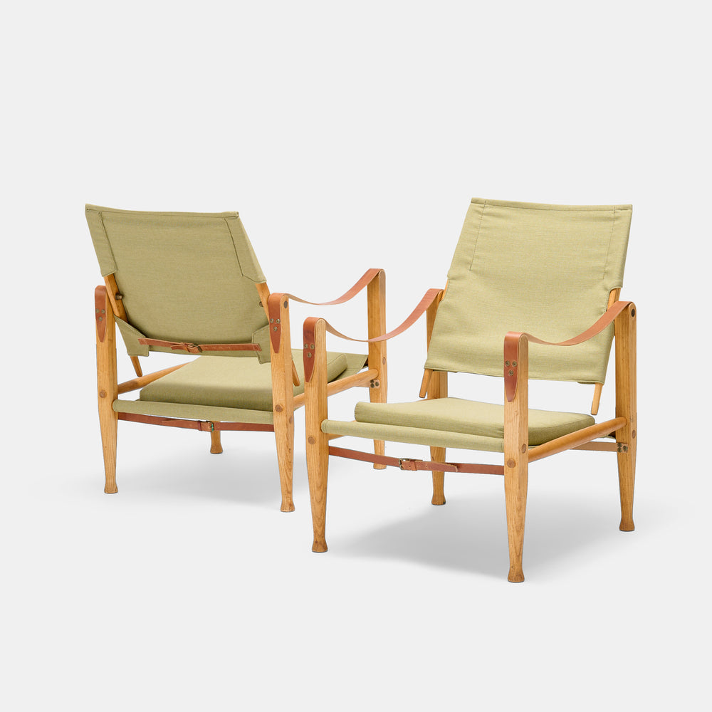 Kaare Klint pair of Safari Lounge Chairs for Rud Rasmusen, Denmark 1950s
