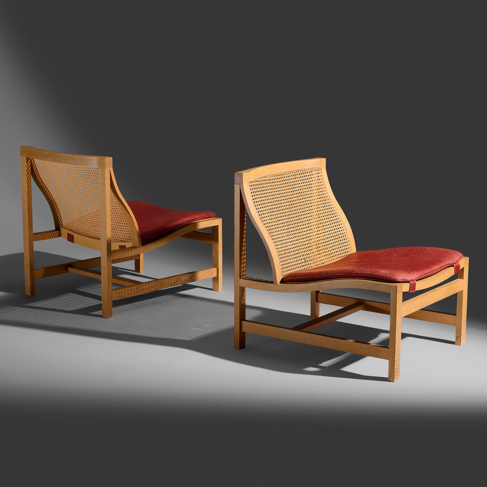 Rud Thygesen and Johnny Sorensen "King" lounge chairs, pair for Botium, Denmark circa 1980