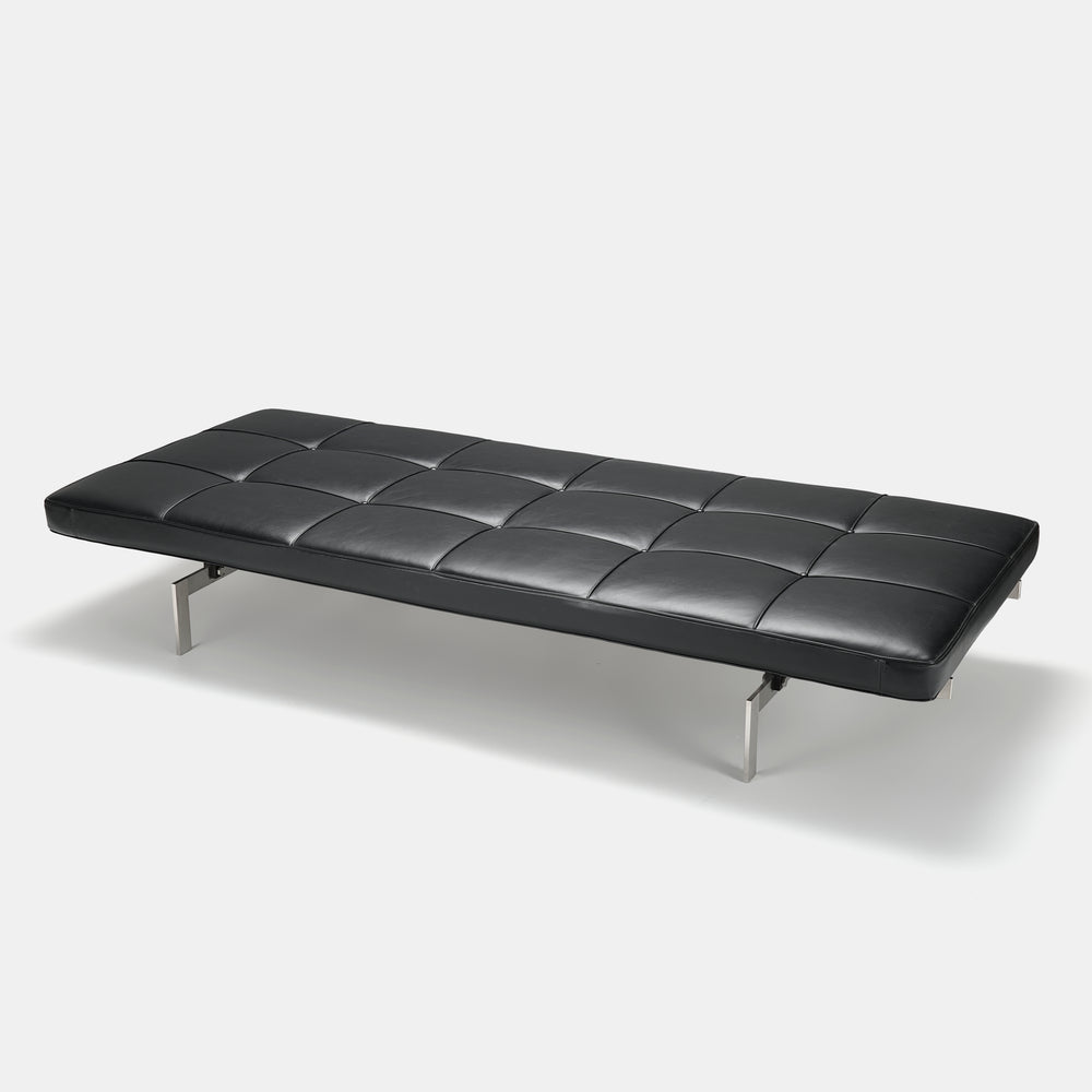 Poul Kjaerholm model "PK" black leather daybed for Republic of Fritz Hansen, Denmark, 2000s