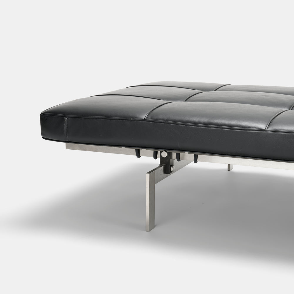 Poul Kjaerholm model "PK" black leather daybed for Republic of Fritz Hansen, Denmark, 2000s