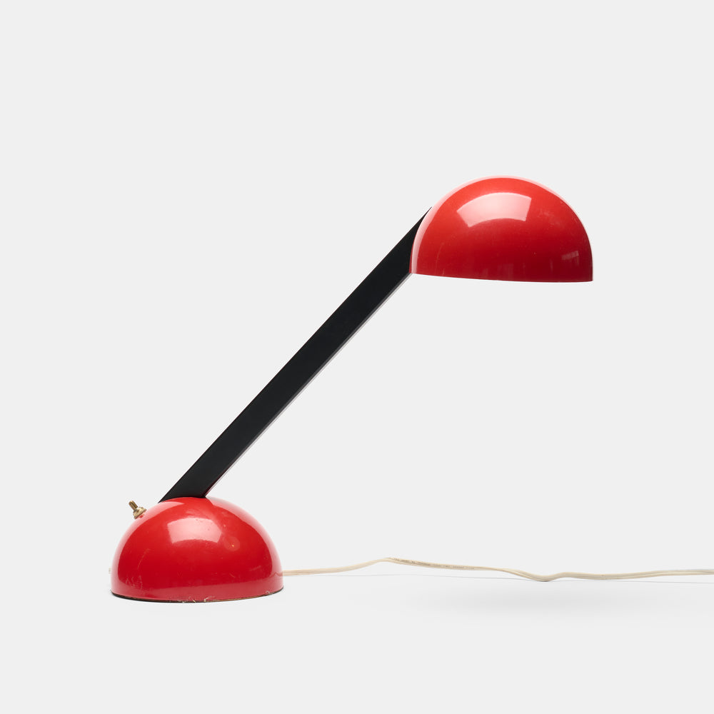 Modernist Red Desk Lamp. Maker unknown circa 1970s.