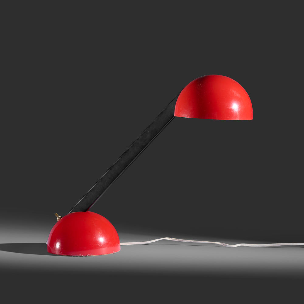 Modernist Red Desk Lamp. Maker unknown circa 1970s.