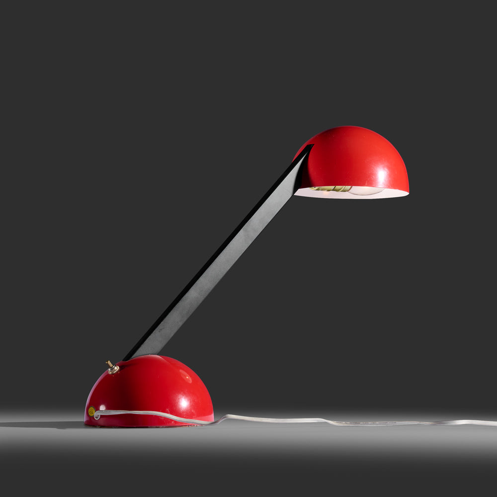 Modernist Red Desk Lamp. Maker unknown circa 1970s.