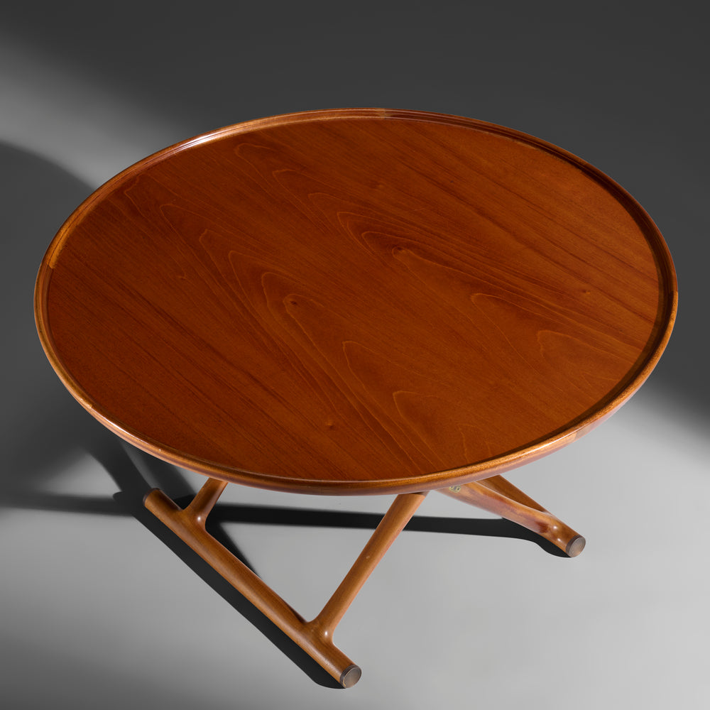 Mogens Lassen large Cuban Mahogany early “Egyptian” folding coffee table for Rud Rasmussen, Denmark circa 1940