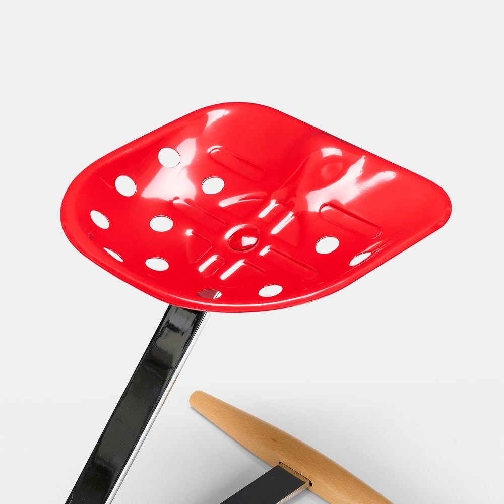 Achille and Pier Giacomo Castiglioni "Mezzadro" red stool for Zanotta Italy, 1957 / c. 1970