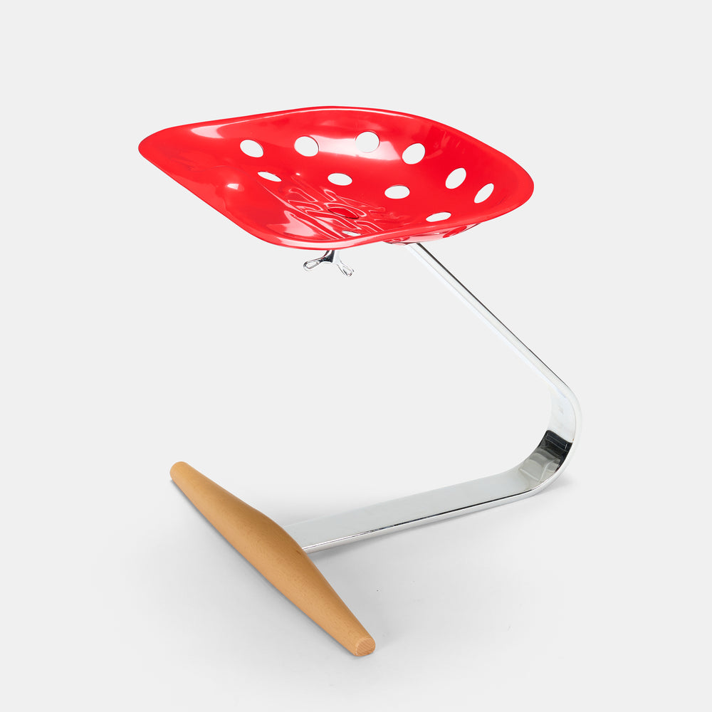 Achille and Pier Giacomo Castiglioni "Mezzadro" red stool for Zanotta Italy, 1957 / c. 1970