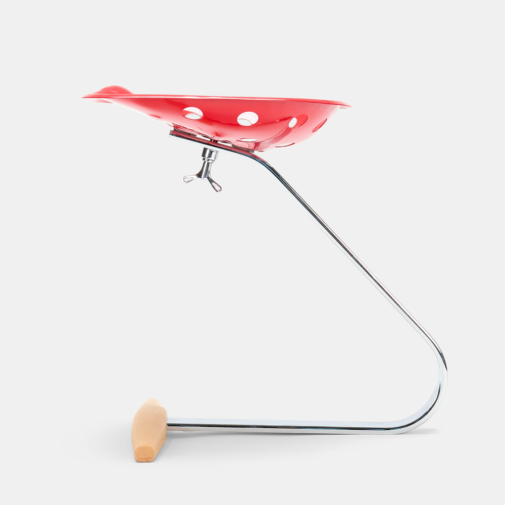 Achille and Pier Giacomo Castiglioni "Mezzadro" red stool for Zanotta Italy, 1957 / c. 1970