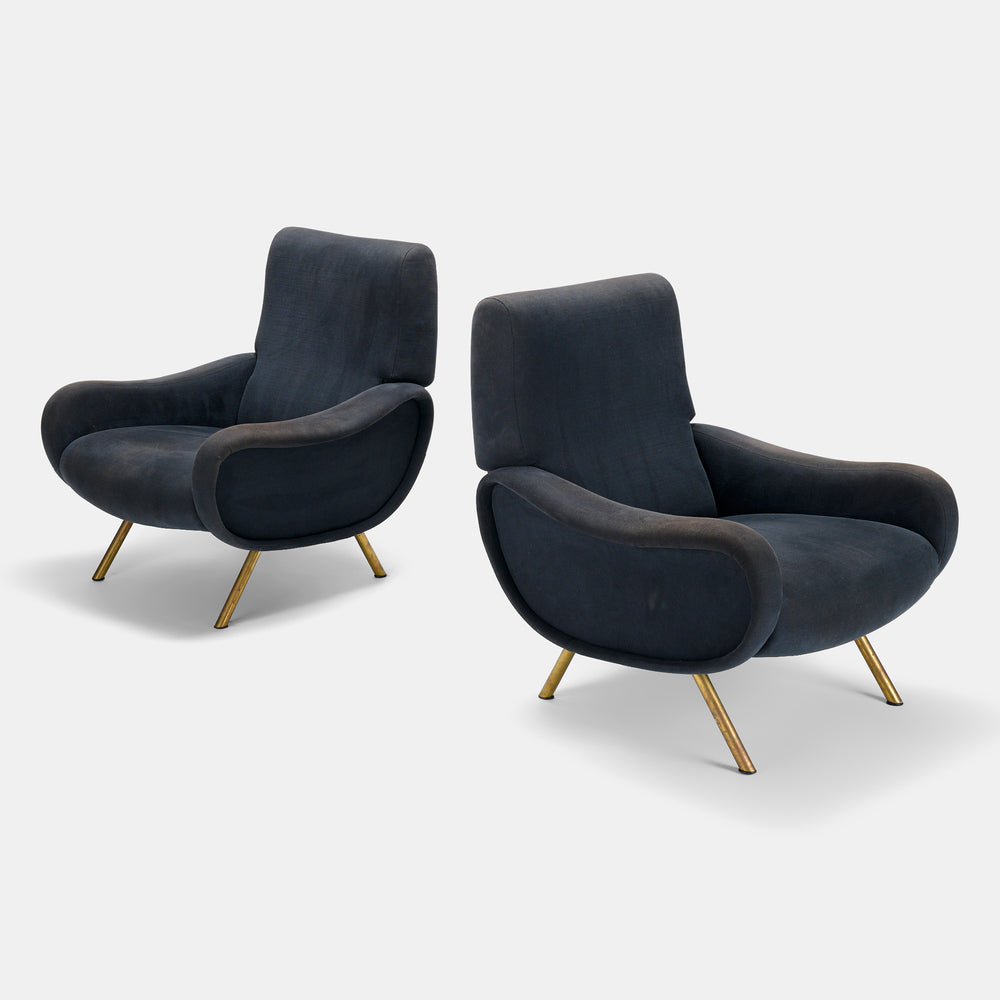 Marco Zanuso classic pair of model "Lady" lounge chairs for Arflex, Italy, 1960s