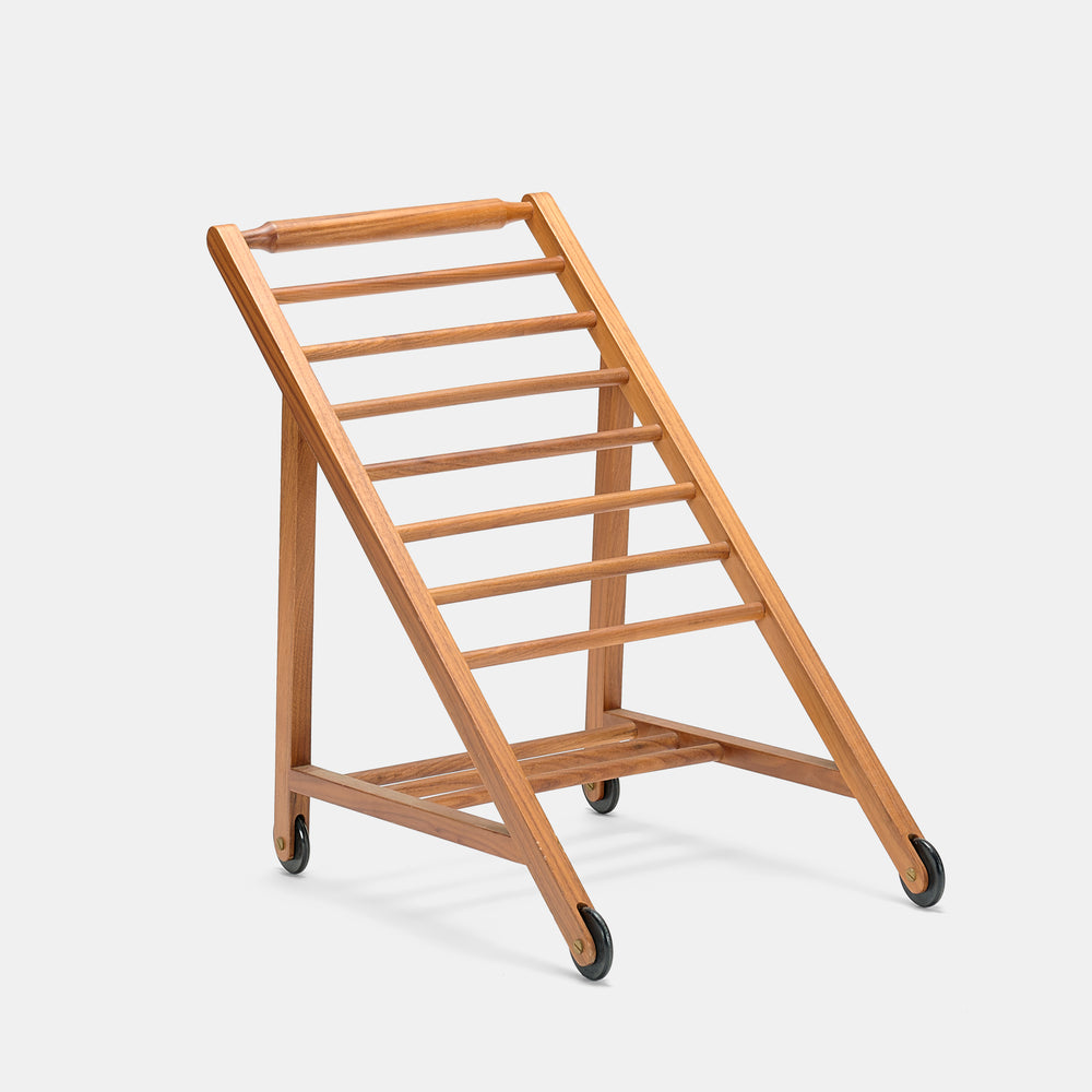 Italian modernist solid walnut magazine rack