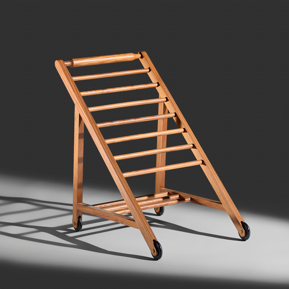 Italian modernist solid walnut magazine rack