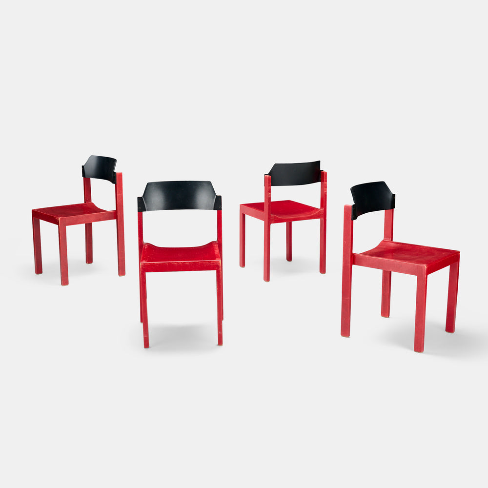 Rainer Schell set of four Stackable Chairs for Schlapp Möbel Germany, 1960s