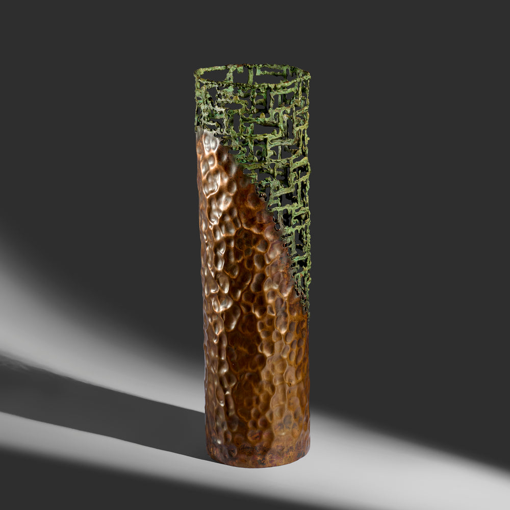 Marcello Fantoni Intricate pierced and hammered copper vessel for Raymor