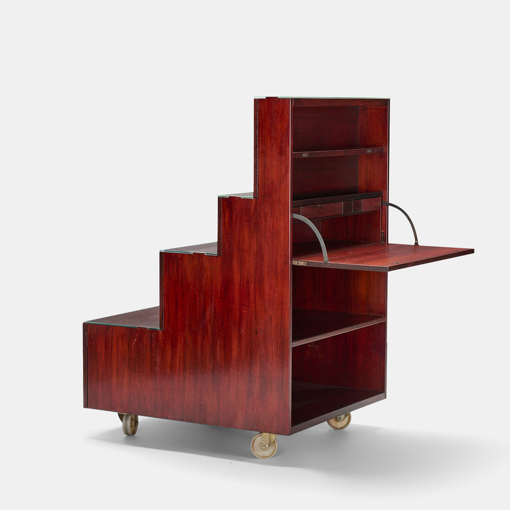 Achille & Pier Giacomo Castiglioni rare rosewood Rampa secretary desk cabinet for Bernini, Italy 1965