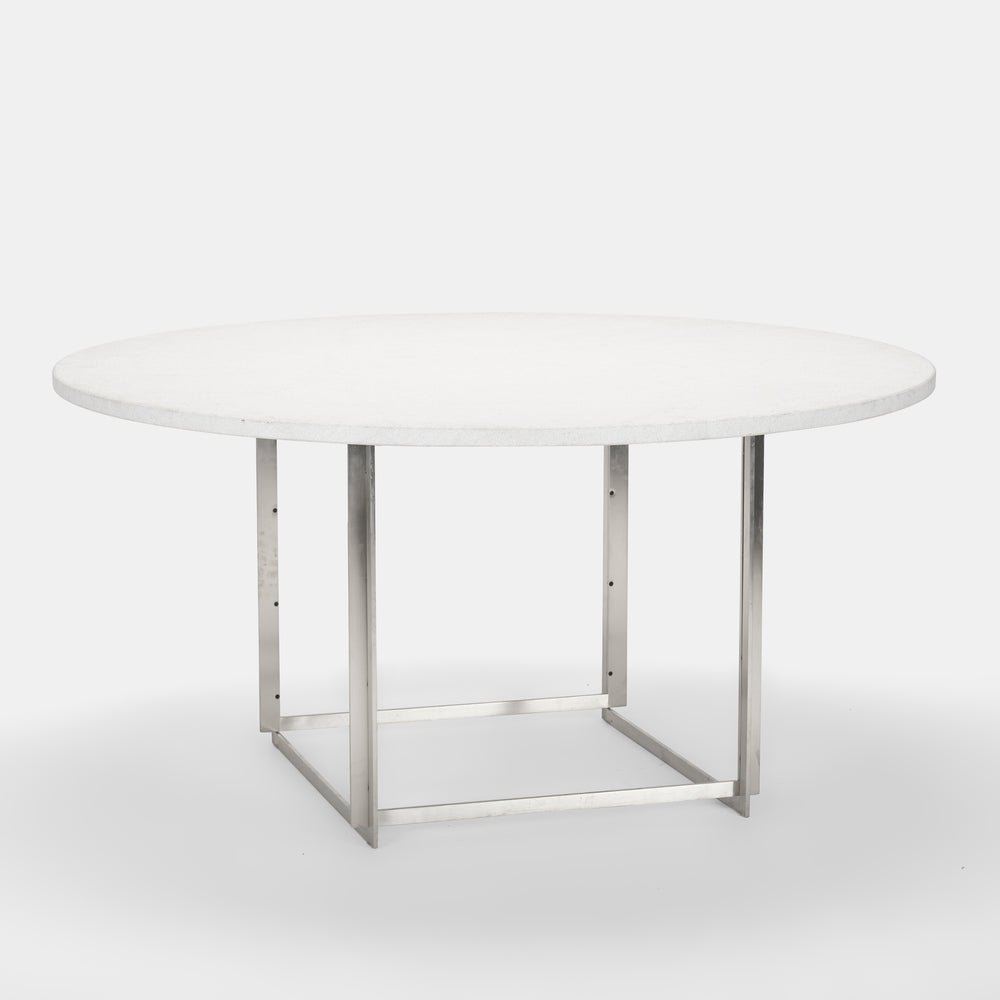 Poul Kjaerholm PK 54 dining table with a flint-rolled marble top for Fritz Hansen Denmark