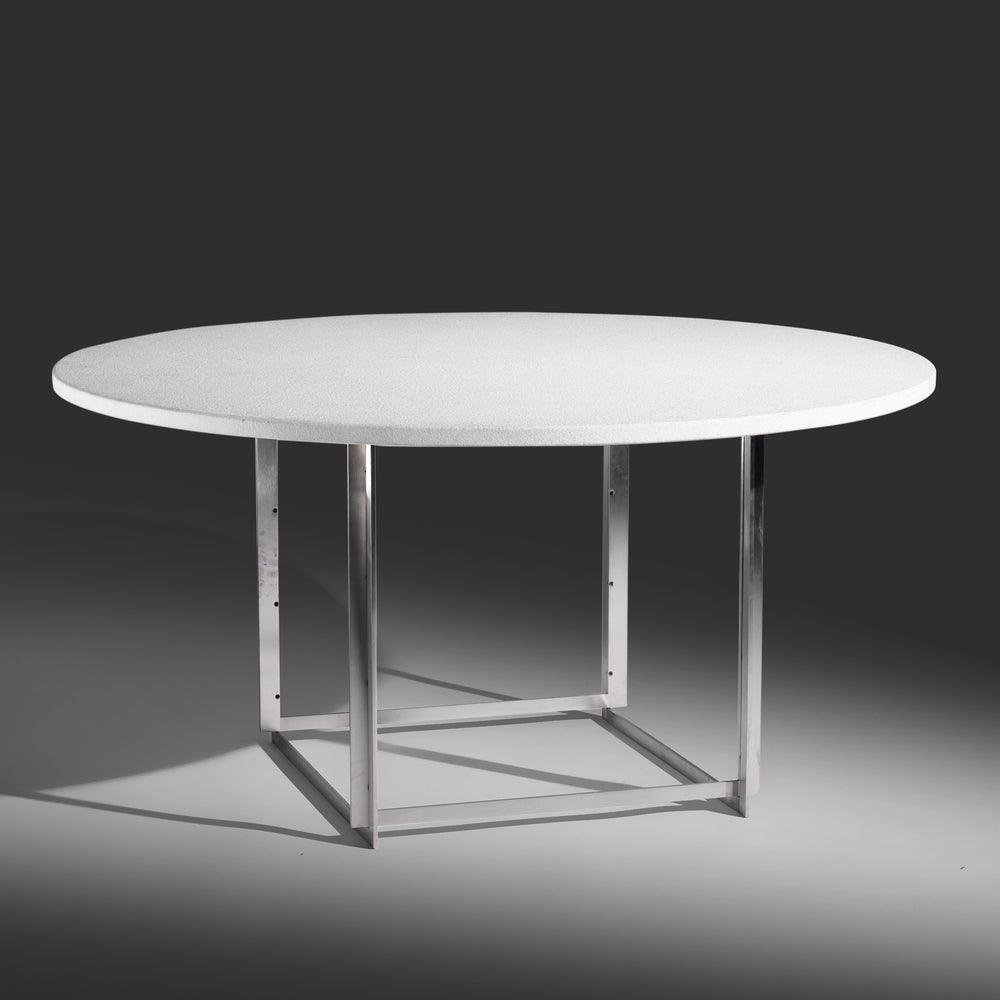 Poul Kjaerholm PK 54 dining table with a flint-rolled marble top for Fritz Hansen Denmark