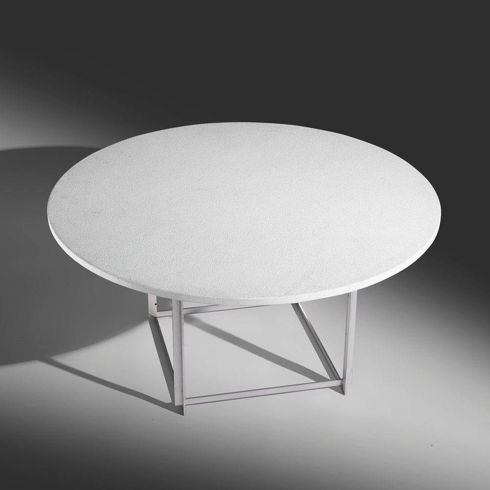 Poul Kjaerholm PK 54 dining table with a flint-rolled marble top for Fritz Hansen Denmark