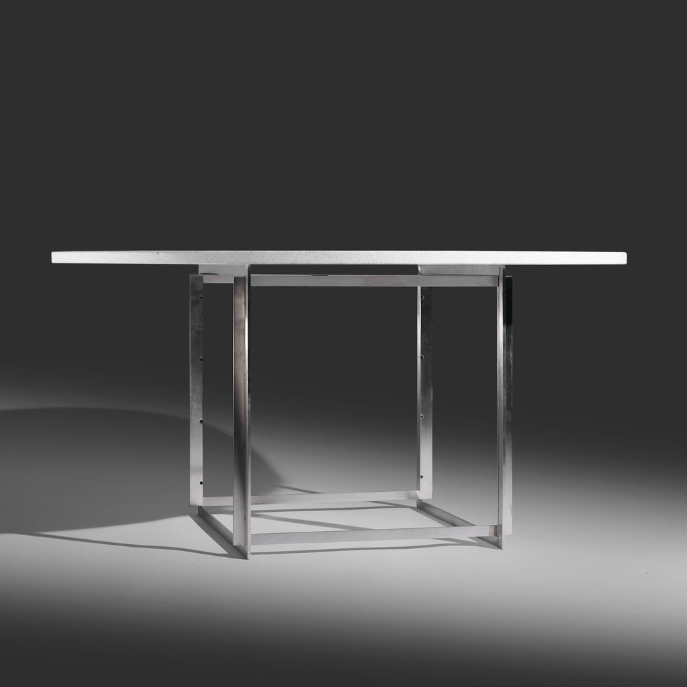Poul Kjaerholm PK 54 dining table with a flint-rolled marble top for Fritz Hansen Denmark