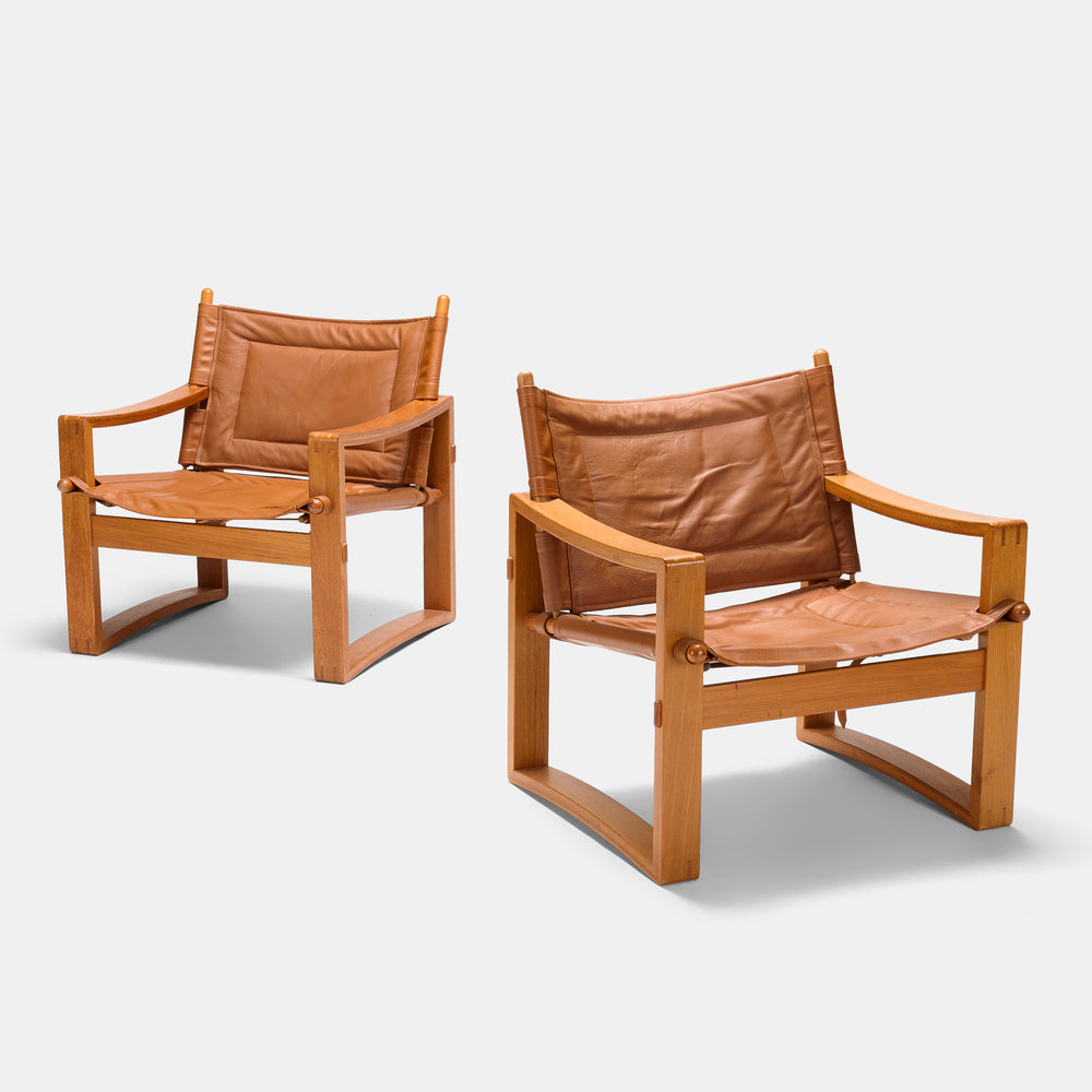 Borge Jensen Safari lounge chairs, pair Bernstorffsminde Mobelfabrik Denmark, c. 1965