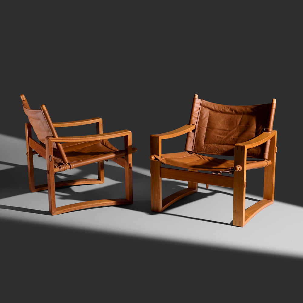 Borge Jensen Safari lounge chairs, pair Bernstorffsminde Mobelfabrik Denmark, c. 1965