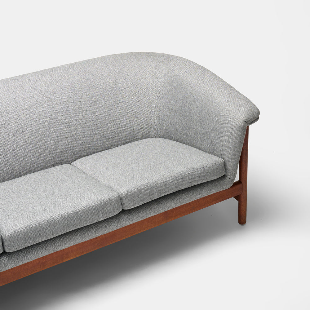 Professionally reupholstered sculptural four seat sofa by Westnofa, Norway circa 1965.