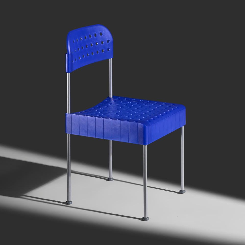 Enzo Mari NOS model "The Box" chair in blue manufactured by Aleph Atlantide (Driade), Italy