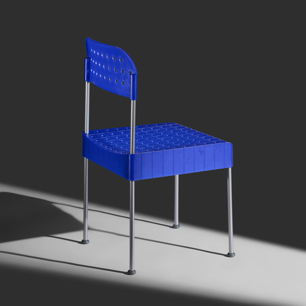 Enzo Mari NOS model "The Box" chair in blue manufactured by Aleph Atlantide (Driade), Italy