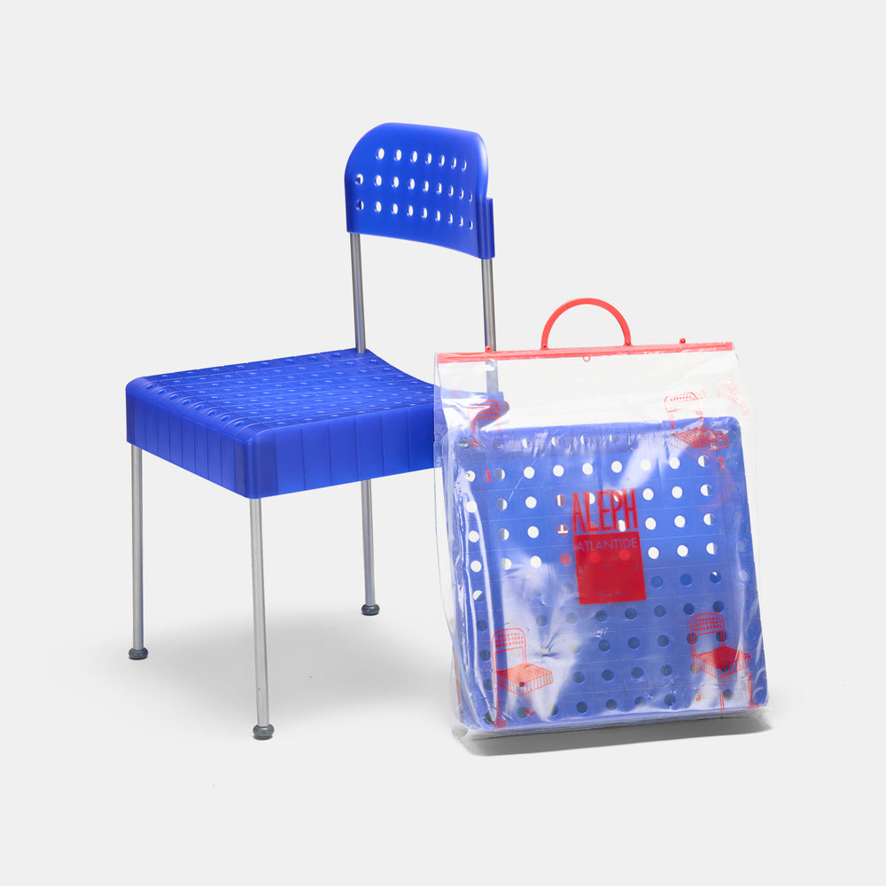 Enzo Mari NOS model "The Box" chair in blue manufactured by Aleph Atlantide (Driade), Italy